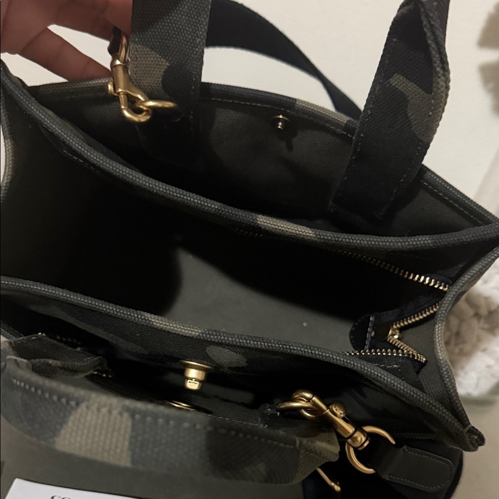 Coach Camo Canvas Tote in Green and Black - Picture 2 of 4